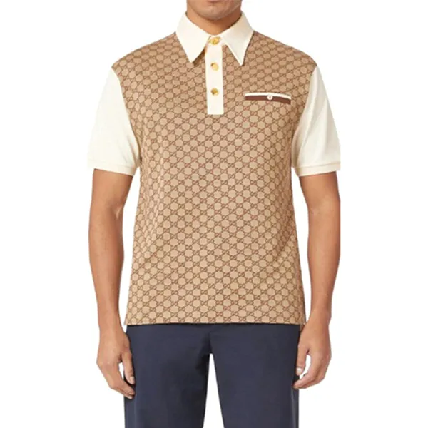 Áo Polo Nam Gucci GG Brown Jacquard Polo Shirt Màu Nâu Size M