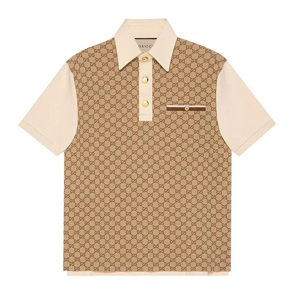 Áo Polo Nam Gucci GG Brown Jacquard Polo Shirt Màu Nâu Size M