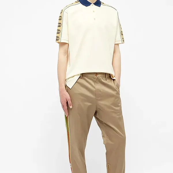 Áo Polo Nam Gucci Interlock Double G Stripe Short Sleeve Shirt Ivory 598949-XJB0Q-9247 Màu Trắng Ngà Size XS - Thời trang - Vua Hàng Hiệu