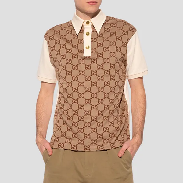 Áo Polo Nam Gucci Jumbo GG Cotton Jacquard 'Beige Ebony' 682015 XJD1F 2270 Màu Nâu Be Size XS - Thời trang - Vua Hàng Hiệu