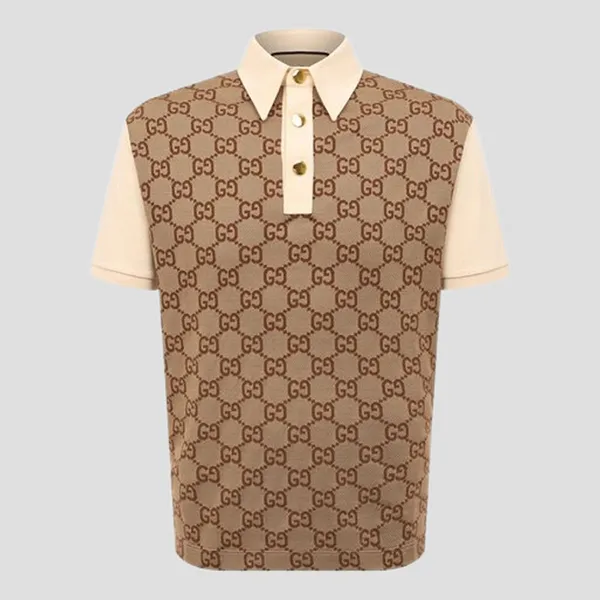Áo Polo Nam Gucci Jumbo GG Cotton Jacquard 'Beige Ebony' 682015 XJD1F 2270 Màu Nâu Be Size XS - Thời trang - Vua Hàng Hiệu