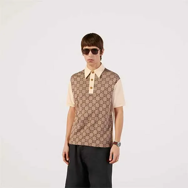 Áo Polo Nam Gucci Jumbo GG Cotton Silk Jacquard 682015 XJD1F 2270 Màu Nâu Size S - Thời trang - Vua Hàng Hiệu