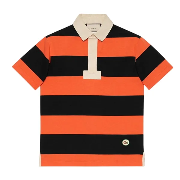 Áo Polo Nam Gucci Striped Cotton 645251 XJC6F Màu Cam/Đen Size XS