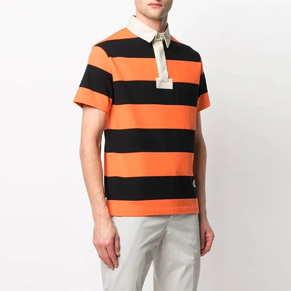 Áo Polo Nam Gucci Striped Cotton 645251 XJC6F Màu Cam/Đen Size XS