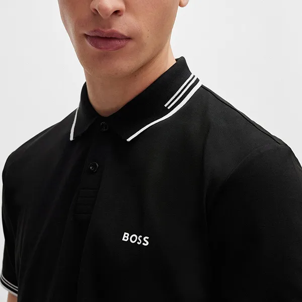 Áo Polo Nam Hugo Boss Stretch-cotton Slim-fit Polo Shirt With Branding 50506193 001 Màu Đen Size S - Thời trang - Vua Hàng Hiệu