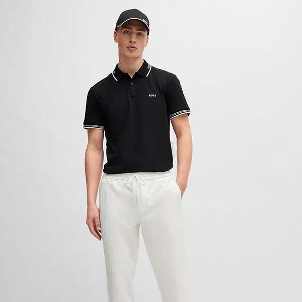 Áo Polo Nam Hugo Boss Stretch-cotton Slim-fit Polo Shirt With Branding 50506193 001 Màu Đen Size S - Thời trang - Vua Hàng Hiệu