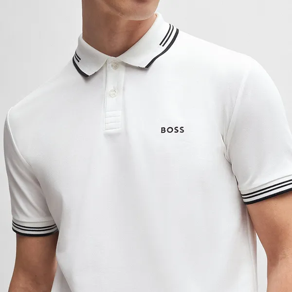 Áo Polo Nam Hugo Boss Stretch-cotton Slim-fit Polo Shirt With Branding 50506193 100 Màu Trắng Size S - Thời trang - Vua Hàng Hiệu