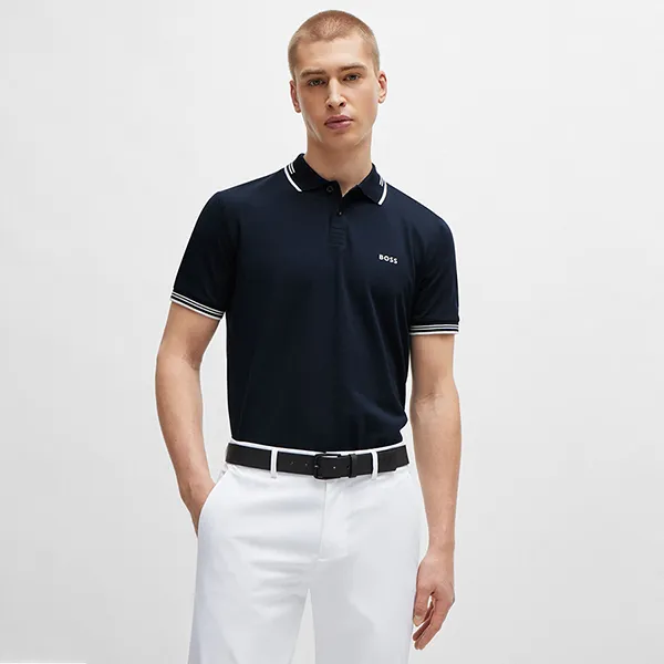 Áo Polo Nam Hugo Boss Stretch-cotton Slim-fit Polo Shirt With Branding 50506193 402 Màu Xanh Đen Size S - Thời trang - Vua Hàng Hiệu