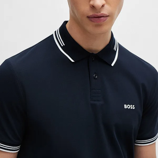 Áo Polo Nam Hugo Boss Stretch-cotton Slim-fit Polo Shirt With Branding 50506193 402 Màu Xanh Đen Size S - Thời trang - Vua Hàng Hiệu
