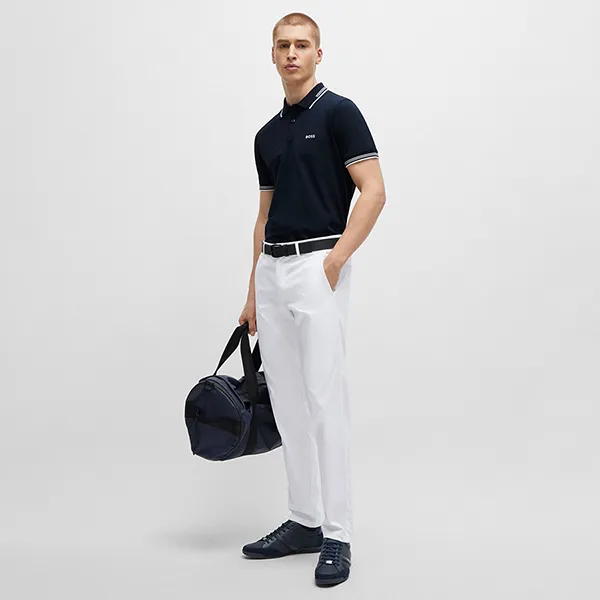 Áo Polo Nam Hugo Boss Stretch-cotton Slim-fit Polo Shirt With Branding 50506193 402 Màu Xanh Đen Size S - Thời trang - Vua Hàng Hiệu