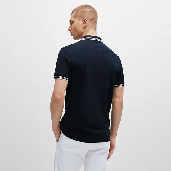 Áo Polo Nam Hugo Boss Stretch-cotton Slim-fit Polo Shirt With Branding 50506193 402 Màu Xanh Đen Size S - Thời trang - Vua Hàng Hiệu