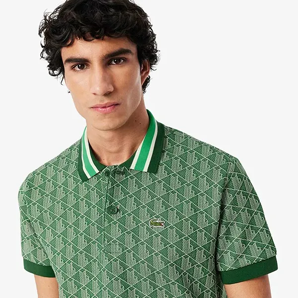 Áo Polo Nam Lacoste Classic With Contrast Collar And Monogram DH1417 HEI Màu Xanh Lá Size 3 - Thời trang - Vua Hàng Hiệu