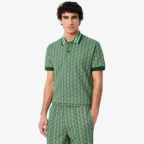 Áo Polo Nam Lacoste Classic With Contrast Collar And Monogram DH1417 HEI Màu Xanh Lá Size 3 - Thời trang - Vua Hàng Hiệu