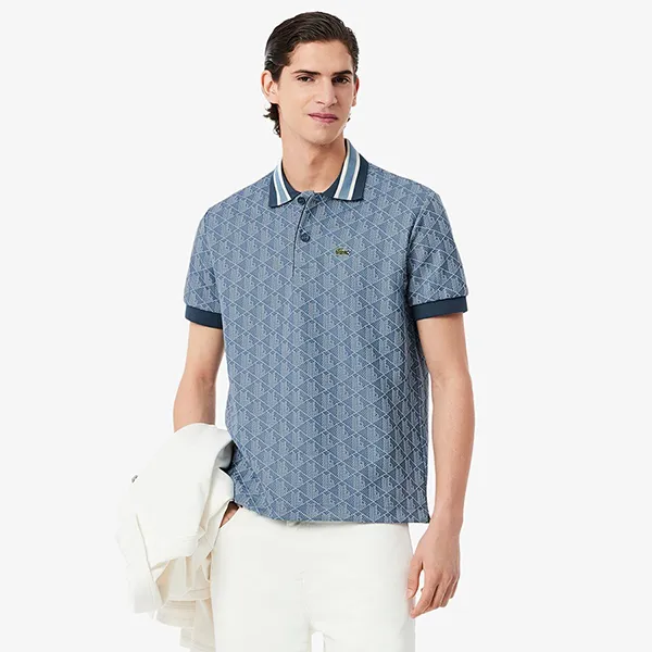 Áo Polo Nam Lacoste Classic With Contrast Collar And Monogram DH1417 HGI Màu Xanh Biển Size 3 - Thời trang - Vua Hàng Hiệu