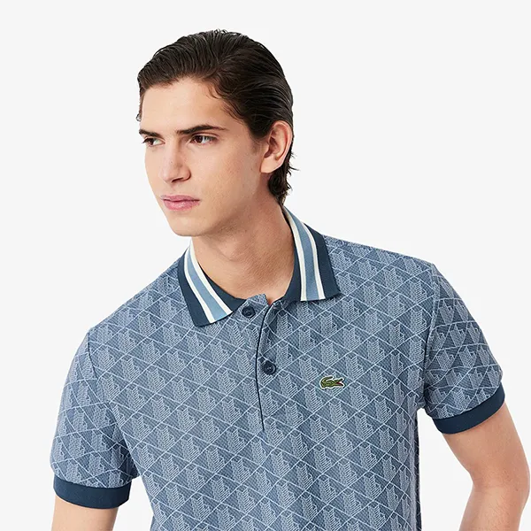 Áo Polo Nam Lacoste Classic With Contrast Collar And Monogram DH1417 HGI Màu Xanh Biển Size 3 - Thời trang - Vua Hàng Hiệu