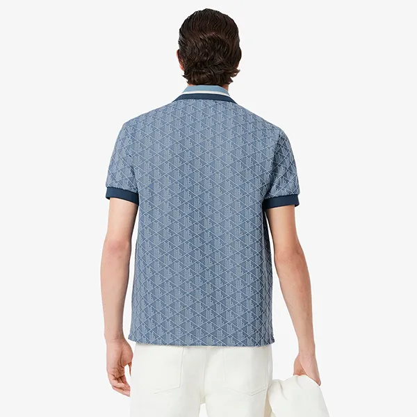 Áo Polo Nam Lacoste Classic With Contrast Collar And Monogram Jacquard DH1417 HGI Màu Xanh Nhạt Size 5 - Thời trang - Vua Hàng Hiệu