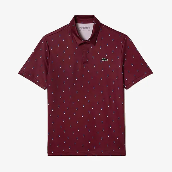 Áo Polo Nam Lacoste Golf Printed Recycled Polyester Regular Fit Shirt DH5175-23 Màu Đỏ Đô - Thời trang - Vua Hàng Hiệu