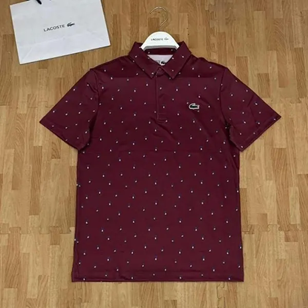 Áo Polo Nam Lacoste Golf Printed Recycled Polyester Regular Fit Shirt DH5175-23 Màu Đỏ Đô - Thời trang - Vua Hàng Hiệu