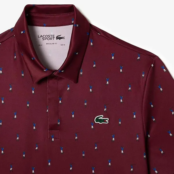 Áo Polo Nam Lacoste Golf Printed Recycled Polyester Regular Fit Shirt DH5175-23 Màu Đỏ Đô - Thời trang - Vua Hàng Hiệu