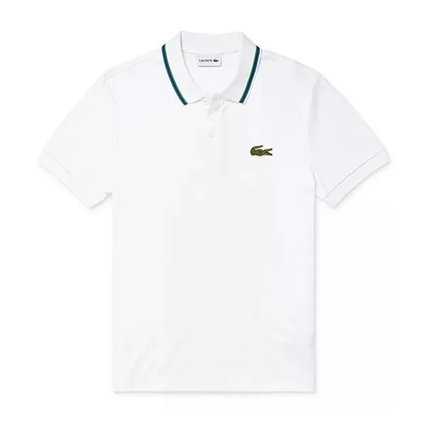 Áo Polo Nam Lacoste Men's Regular-Fit Ribbed DH3707 Shirt White Màu Trắng Size 2