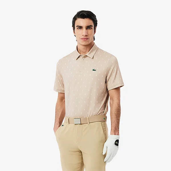 Áo Polo Nam Lacoste Men's Regular Fit UV Protect Golf DH5175-51 7PT Màu Be
