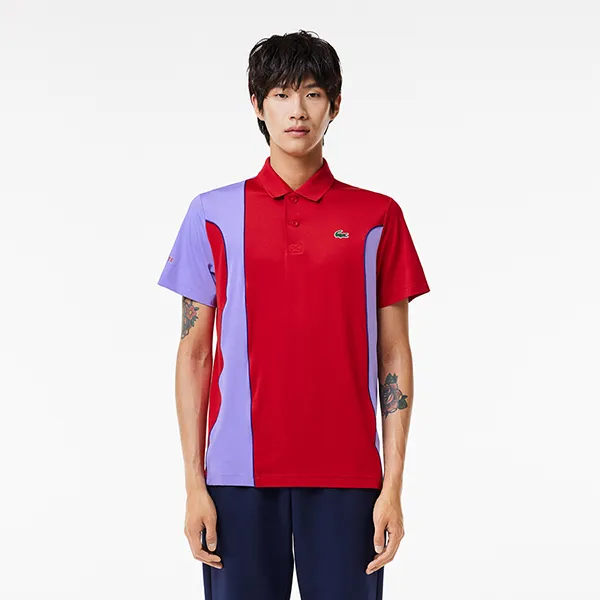 Áo Polo Nam Lacoste Men's SPORT Novak Djokovic Regular Fit Colorblock DH3543 Y01 Màu Tím Đỏ Size 4 - Thời trang - Vua Hàng Hiệu