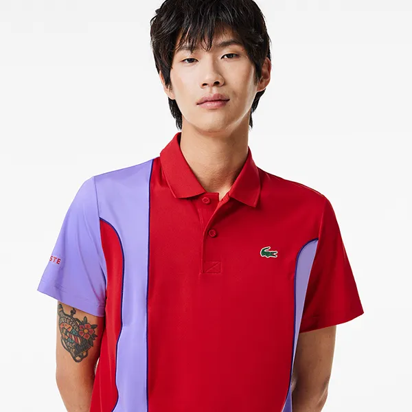 Áo Polo Nam Lacoste Men's SPORT Novak Djokovic Regular Fit Colorblock DH3543 Y01 Màu Tím Đỏ Size 4 - Thời trang - Vua Hàng Hiệu