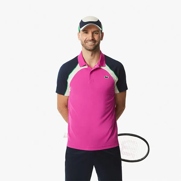 Áo Polo Nam Lacoste Men's Ultra Dry Colorblock Tennis Polo DH8955 51 HI2 Màu Hồng Xanh Size 3