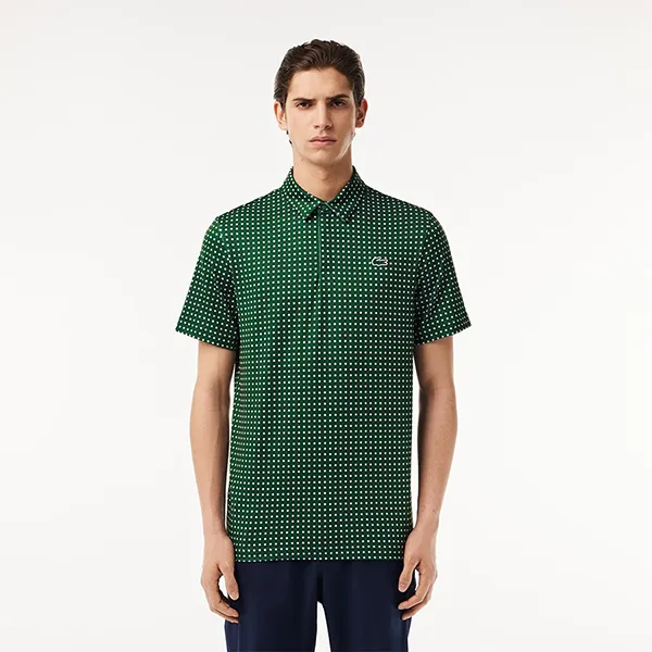 Áo Polo Nam Lacoste Regular Fit Golf Printed Shirt DH5175-291 Màu Xanh Lá Size 3