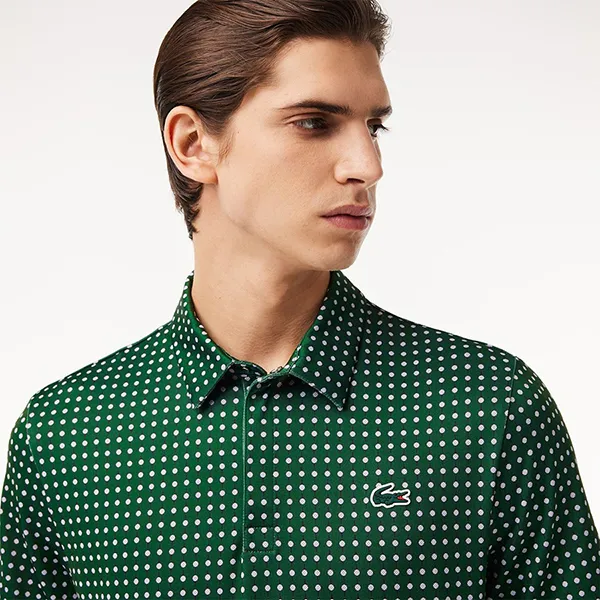 Áo Polo Nam Lacoste Regular Fit Golf Printed Shirt DH5175-291 Màu Xanh Lá Size 3