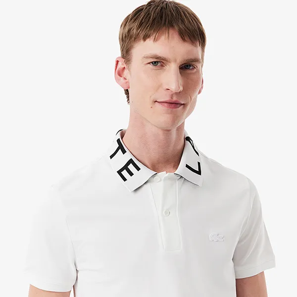 Áo Polo Nam Lacoste Slim Fit Jacquard Branded PH9538 001 Màu Trắng Size 6