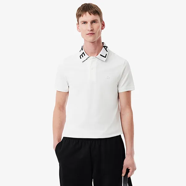 Áo Polo Nam Lacoste Slim Fit Jacquard Branded PH9538 001 Màu Trắng Size 6
