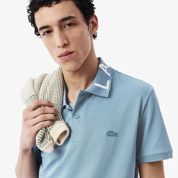 Áo Polo Nam Lacoste Slim Fit Jacquard Branded PH9538 HD9 Màu Xanh Size 3