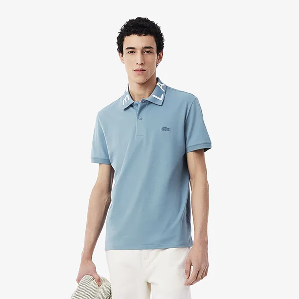 Áo Polo Nam Lacoste Slim Fit Jacquard Branded PH9538 HD9 Màu Xanh Size 3