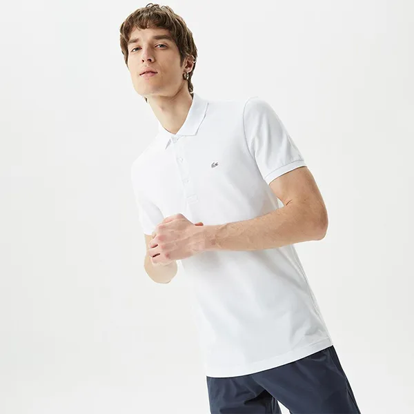 Áo Polo Nam Lacoste Slim Fit Stretch Cotton Piqué Grey Crocodile PH4014 001 Màu Trắng Size 3 - Thời trang - Vua Hàng Hiệu