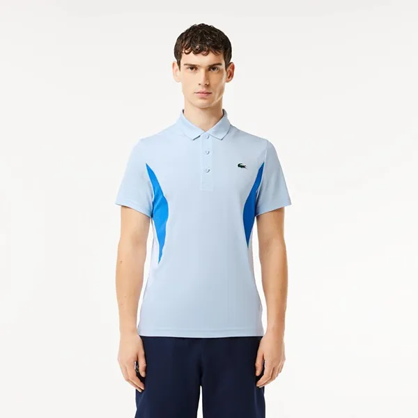 Áo Polo Nam Lacoste Tennis x Novak Djokovic Fan Shirt DH7330-52-J2G Màu Xanh Nhạt Size S