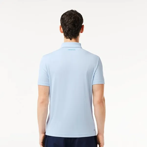 Áo Polo Nam Lacoste Tennis x Novak Djokovic Fan Shirt DH7330-52-J2G Màu Xanh Nhạt Size S