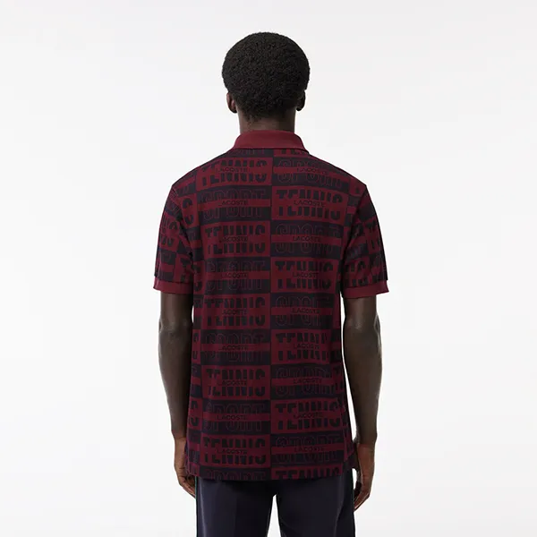 Áo Polo Nam Lacoste Two Tone Badge Print PH2057-51-YUP Màu Đỏ Bordeaux Size 2