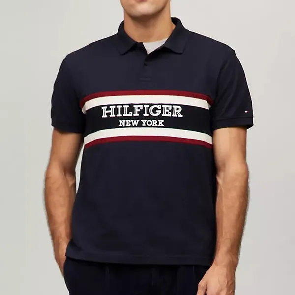 Áo Polo Nam Tommy Hilfiger Regular Fit Monotype Colorblock Navy 78JB579 410 Màu Xanh Navy Size S
