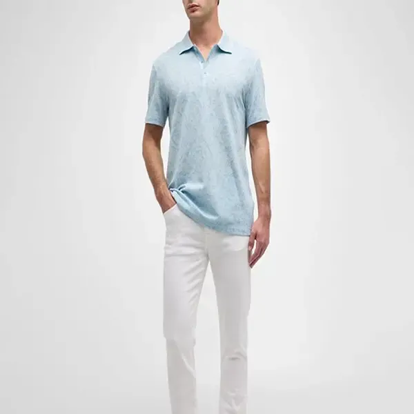 Áo Polo Nam Versace Iconic Barocco Pique Shirt Màu Xanh Nhạt Size XS
