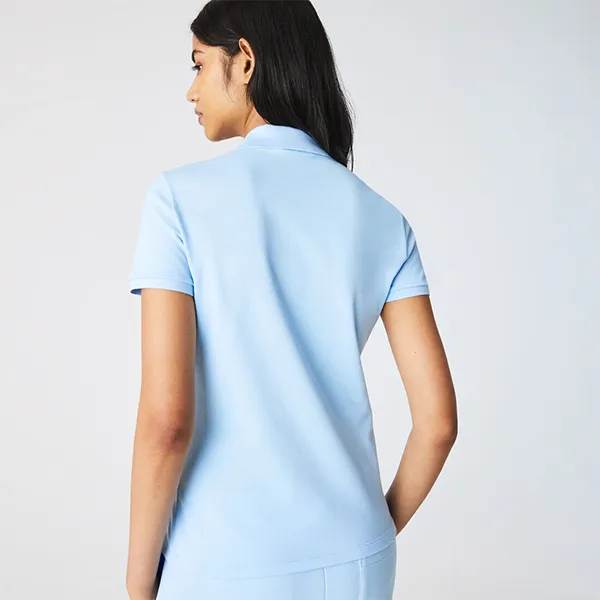 Áo Polo Nữ Lacoste L.12.d Slim Fit Stretch Mini Pique Polo Shirt PF5462 HBP Màu Xanh Dương Size 34