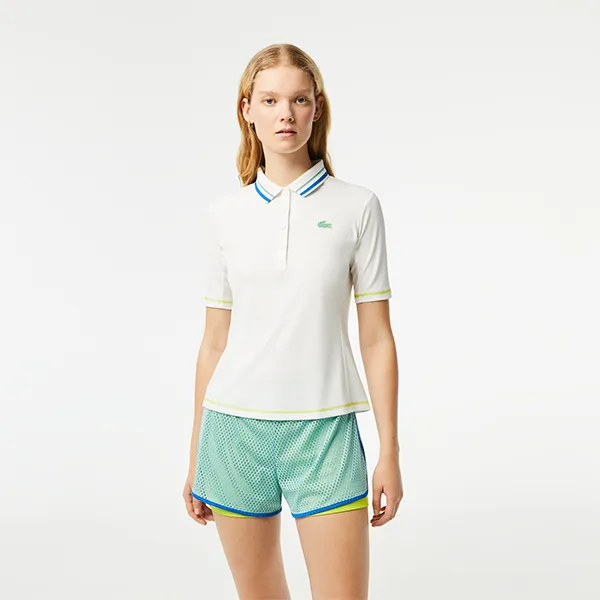 Áo Polo Nữ Lacoste Tennis Ultra-Dry Pique Slim Fit Polo Shirt PF4842 70V Màu Trắng Size 40