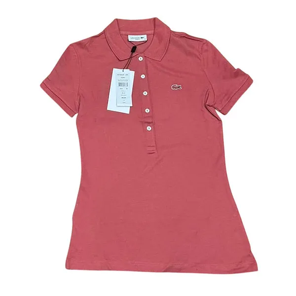 Áo Polo Nữ Lacoste Women's Slim Fit Stretch Mini Cotton Piqué Polo PF7845 Màu Hồng Đất Size 34