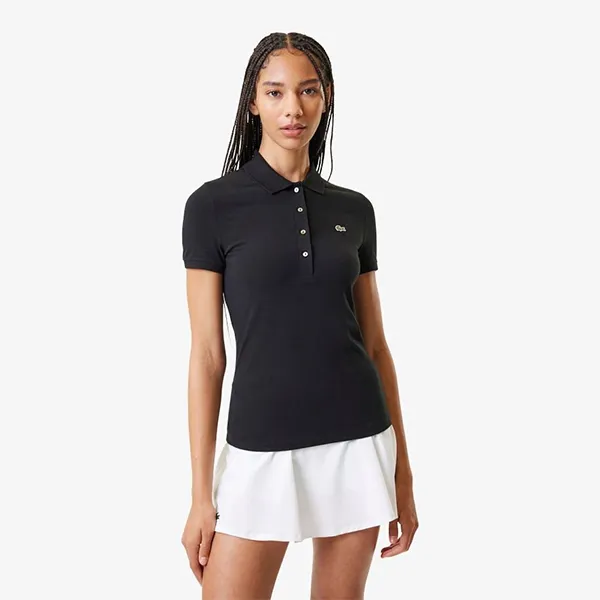 Áo Polo Nữ Lacoste Slim Fit Cotton Jersey Polo Shirt Màu Đen Size 34
