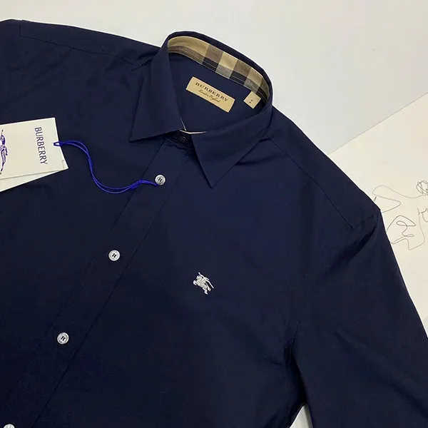 Áo Sơ Mi Burberry Logo Embroidered Navy Shirt 8036293 Màu Xanh Navy Size S