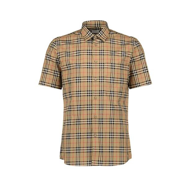 Áo Sơ Mi Cộc Tay Nam Burberry Check Pattern Short-Sleeved Shirt Màu Nâu Be Size XS - Thời trang - Vua Hàng Hiệu