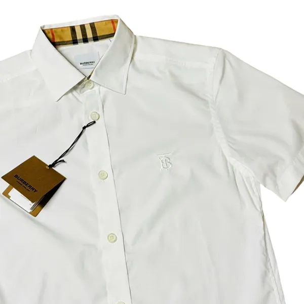 Áo Sơ Mi Cộc Tay Nam Burberry Short-Sleeved Shirt Màu Trắng Size XS - Thời trang - Vua Hàng Hiệu