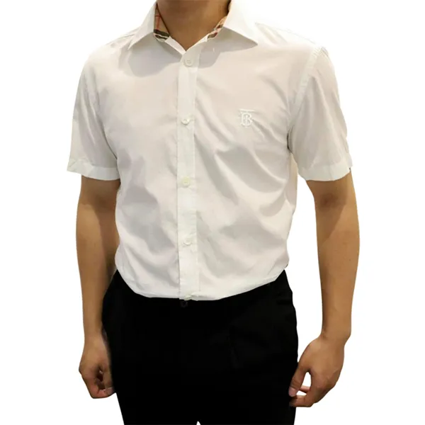 Áo Sơ Mi Cộc Tay Nam Burberry Short-Sleeved Shirt Màu Trắng Size XS - Thời trang - Vua Hàng Hiệu