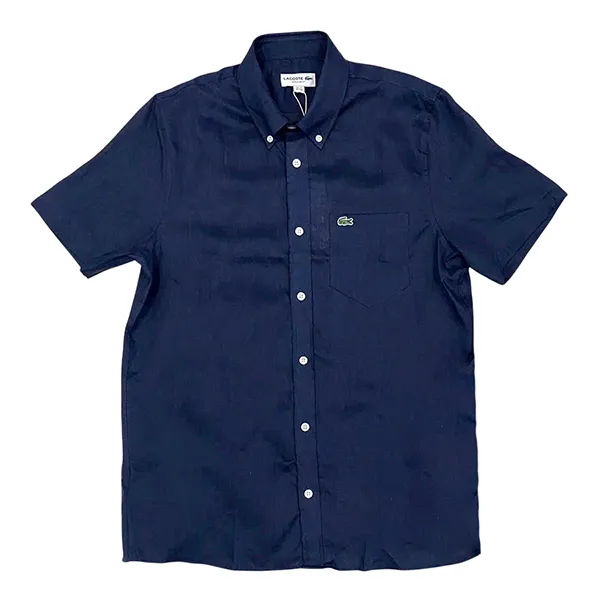 Áo Sơ Mi Cộc Tay Nam Lacoste Regular Fit Short Sleeve Oxford Shirt CH1917 F2W Màu Xanh Navy Size 39