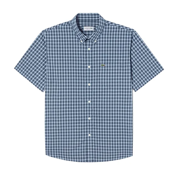 Áo Sơ Mi Cộc Tay Nam Lacoste Men's Short Sleeve Shirt CH0744 IR8 Màu Kẻ Xanh Size Size 38